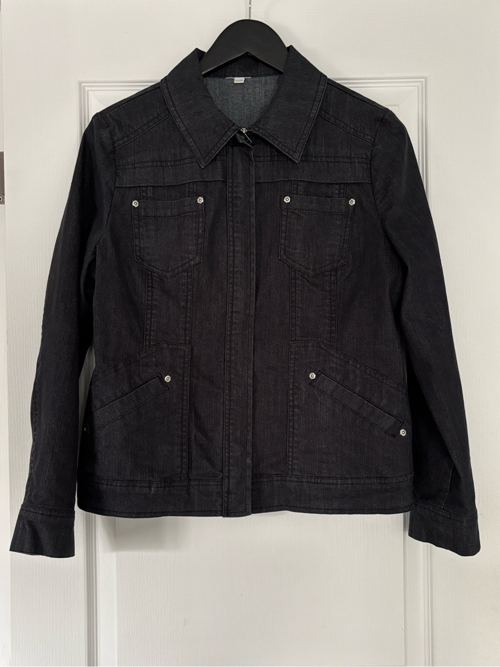Classic Dark Zip-Front Denim Jacket